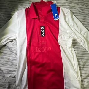 Ajax Amsterdam Adidas Long Sleeve Soccer Jersey Mens M Red White New Tags